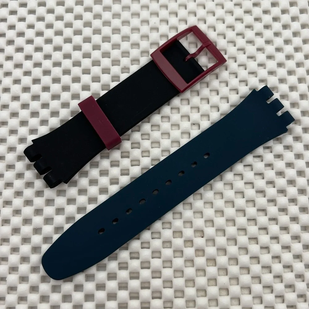 Black and Navy Watch Band (Strap only) - fits Swatch New Gent model